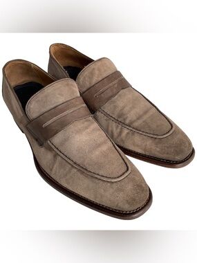 Johnston & Murphy Cormac Italian Gray Suede Penny Loafers Men's Size 10.5